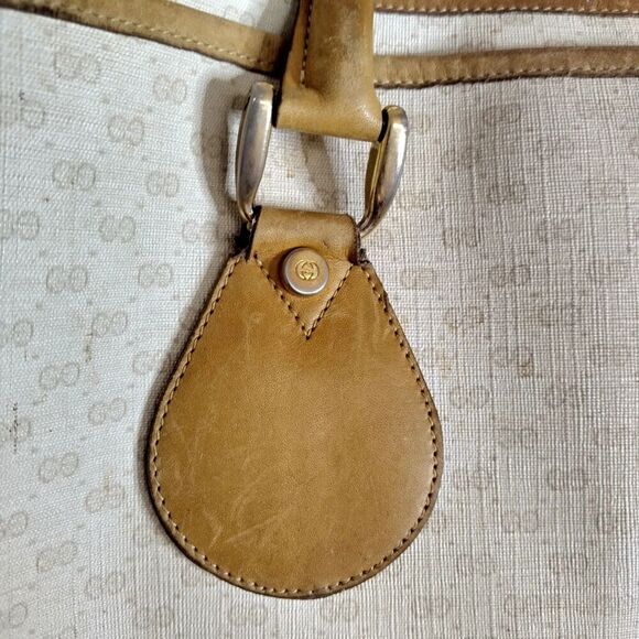 AS IS Gucci Vintage Beige Monogram Canvas Large Tote Bag with Strap - Picture 2 of 16